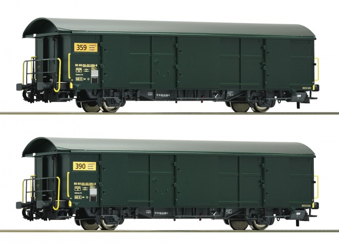 Set of 2 postal freight cars of Swisspost<br /><a href='images/pictures/Roco/234052.jpg' target='_blank'>Full size image</a>